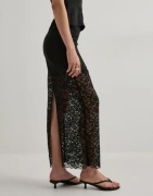 Nelly - Sort - Satin Lace Skirt