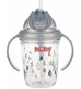Nuby Drikkekop m. HÃ¥ndtag og SugerÃ¸r - 240ml - GrÃ¥ m. Print