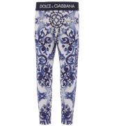 Dolce & Gabbana Leggings - Blu Mediterraneo - Hvid m. BlÃ¥