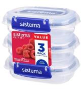 Sistema Madkasse - Rectangle Klip It Plus - 3-pak - 180ml - BlÃ¥