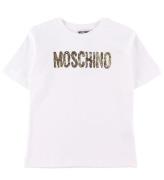 Moschino T-Shirt - Optical White m. Guld