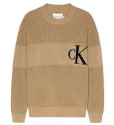 Calvin Klein Bluse - Strik - Intarsia Chest Monogram - Travertin