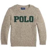 Polo Ralph Lauren Bluse - Uld - Brunmelerert m. MÃ¸rkegrÃ¸n