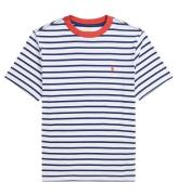Polo Ralph Lauren T-shirt - Hvid/Navystribet m. RÃ¸d