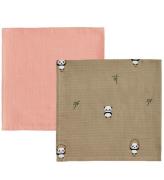 OYOY Stofbleer - 70x70cm - Panda - 2-pak - Khaki/Rose