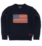 Polo Ralph Lauren Bluse - Strik - Navy m. Flag