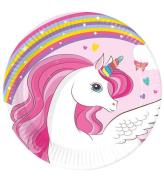 Decorata Party Tallerken - 8-pak - 23cm - Unicorn Rainbow Colors