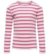 Kids Only Bluse - Rib - KogEvig - Cloud Dancer/Super Pink