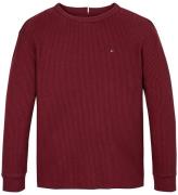 Tommy Hilfiger Bluse - Flag Mini Waffle - Deep Rouge