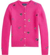 Polo Ralph Lauren Cardigan - Uld - Colge Pink m. Broderier