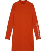 Calvin Klein Kjole - Rib - Mock Neck -  Orange