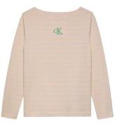 Calvin Klein Bluse - Boatneck Stripe - Turtledove/Chalk Pink Str