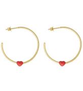 Design Letters Øreringe - Little Big Love Hoops - Guld/Rød