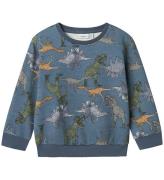 Name It Sweatshirt - NmmBenja - China Blue m. Dinoprint