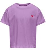 Kids Only T-Shirt - Noos - KogMaiken - African Violet m. Hjerte