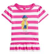 Polo Ralph Lauren T-shirt - Pink/Hvidstribet m. Bamse