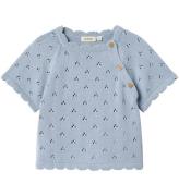 Lil' Atelier T-shirt - Strik - NmfJola - Zen Blue m. HulmÃ¸nster
