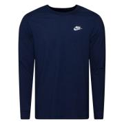 Nike T-Shirt NSW Club L/Æ - Navy/Hvid